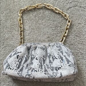 Elegant Snake Print Women's Bag with Gold Chain